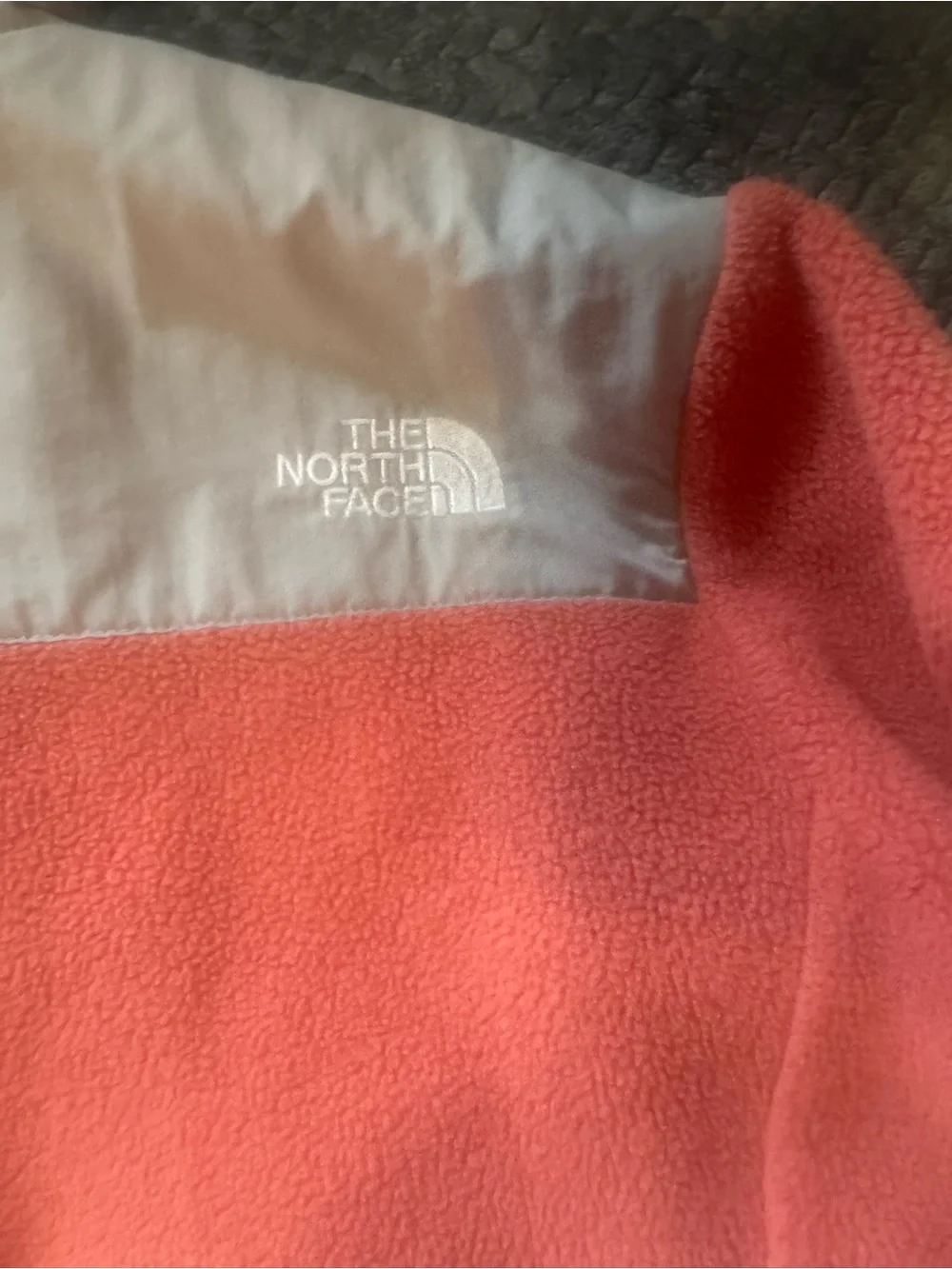 The North Face Coral and gray Full-Zip Fleece Jacket girls xl